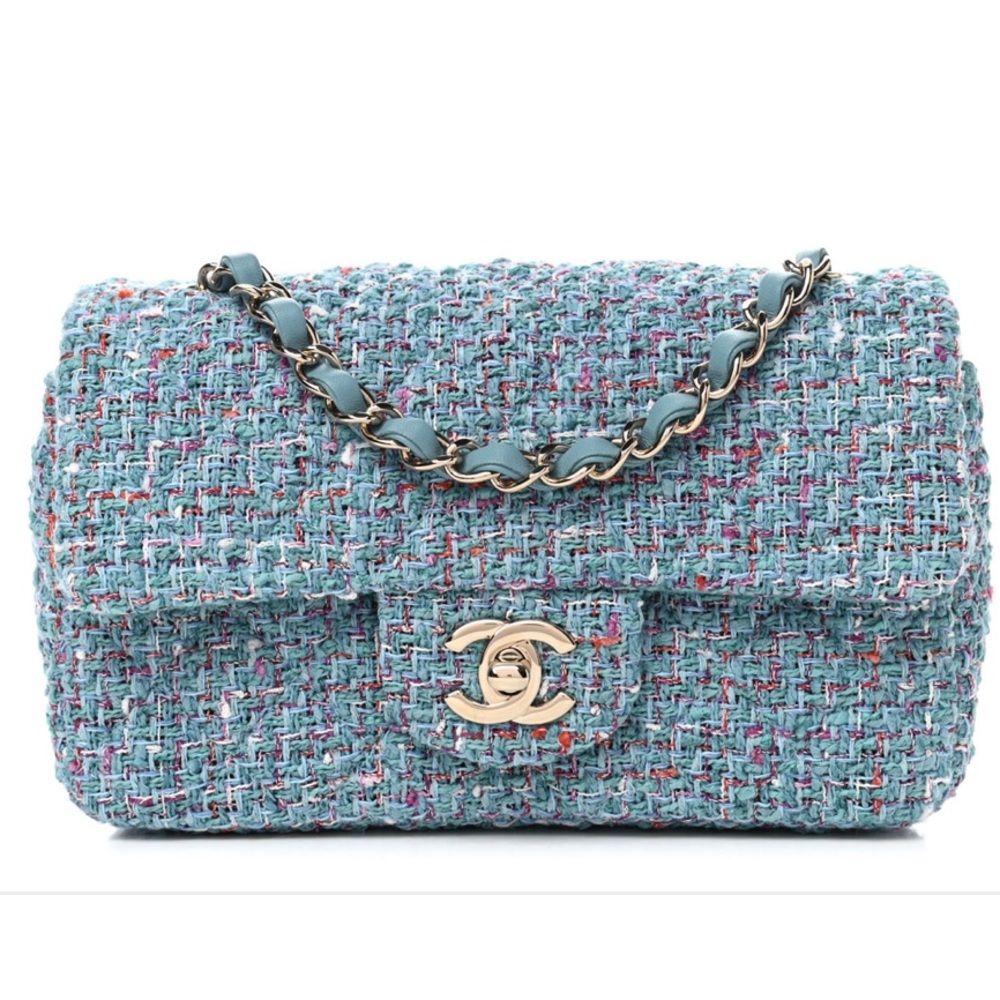 Chanel Blue Tweed Mini Flap